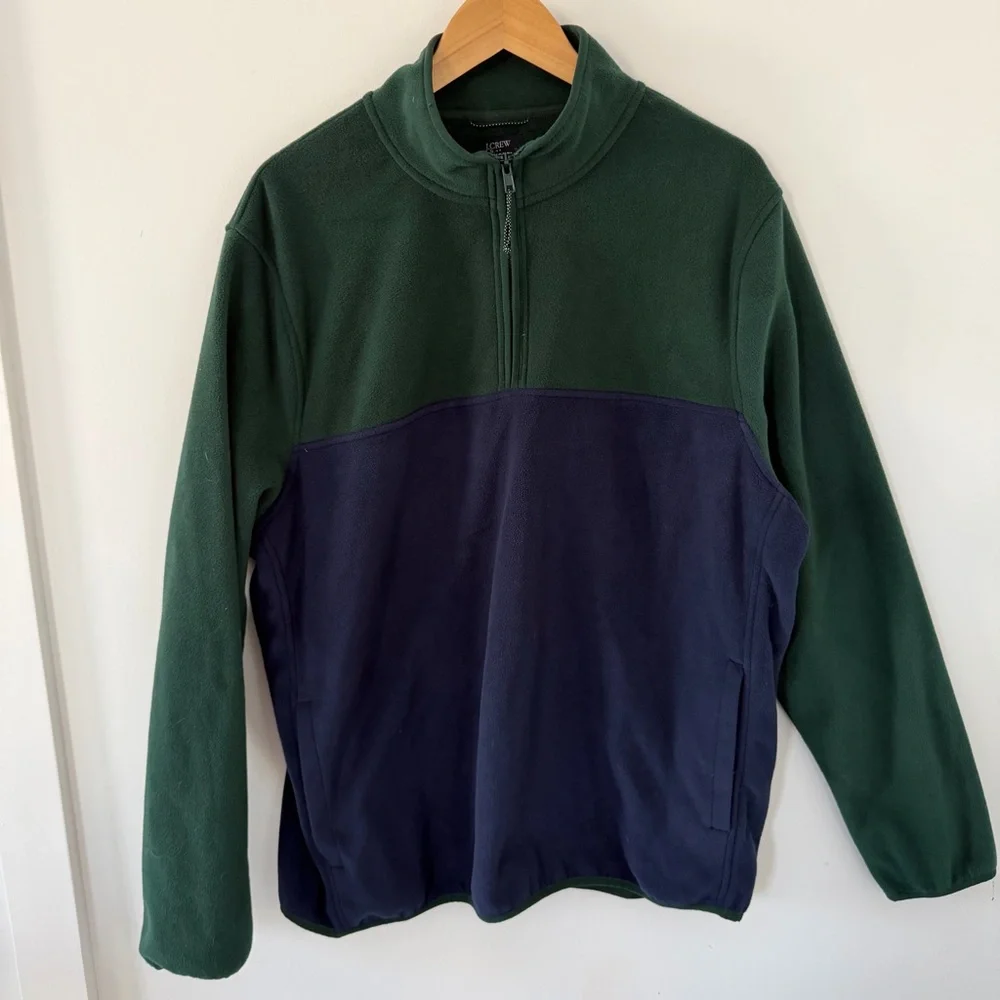 J. Crew Factory Green and Navy Zip-Up Sweater - Picture 3 of 4